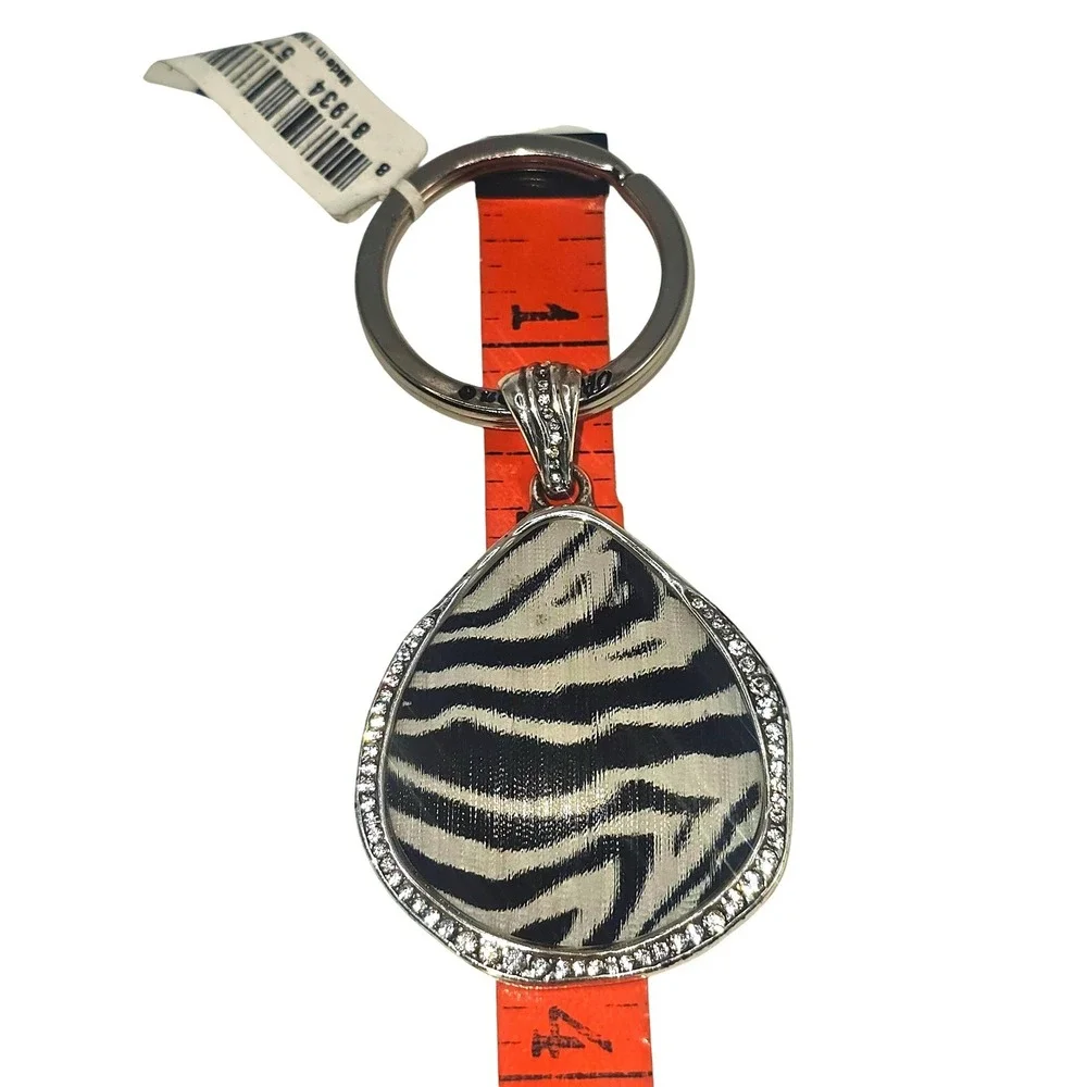 Brighton Trinity Zebra Key Fob Swarovski Crystal Resin Pendant E14680 OS Silver